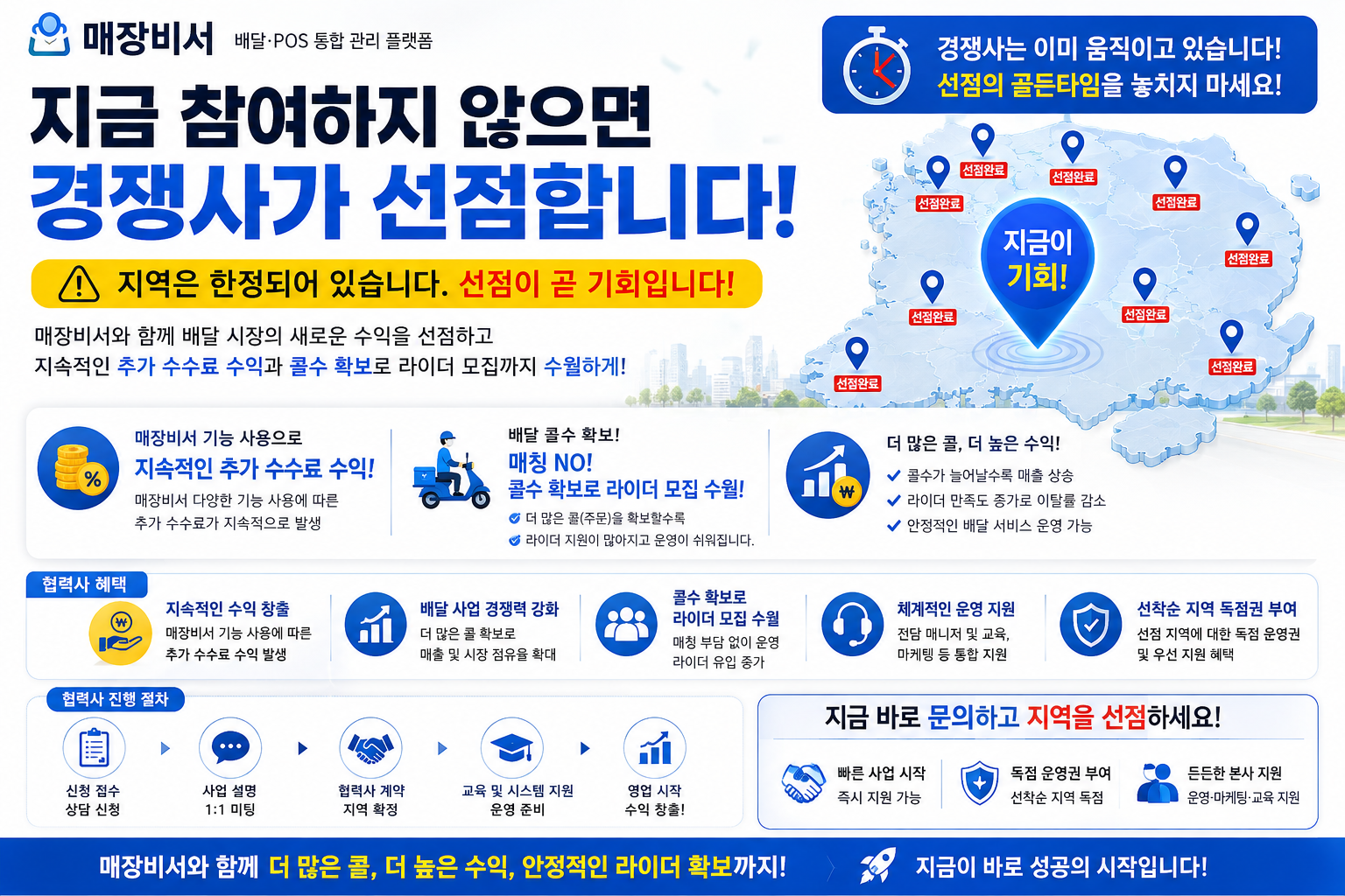 지금 참여하지 않으면 경쟁사가 선점합니다. 매장비서 지역 협력사 모집 안내